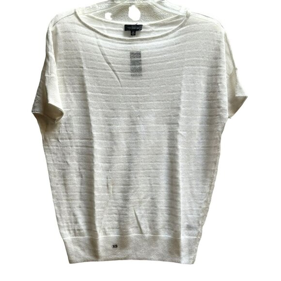 The Limited White Tonal Stripe Pullover Semi Sheer Top Generous XGenerous XS NEW - Picture 1 of 8